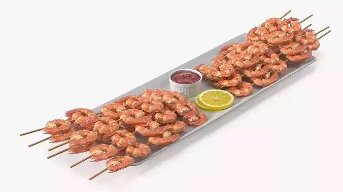 Shrimps on Plate 3D model