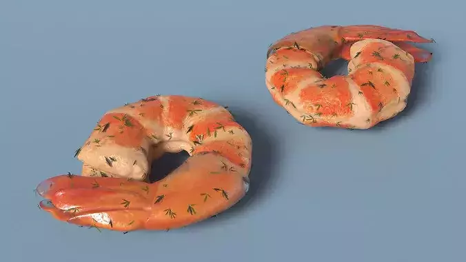 Shrimps on Plate 3D model 6