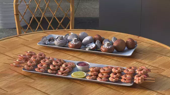 Shrimps on Plate 3D model 3