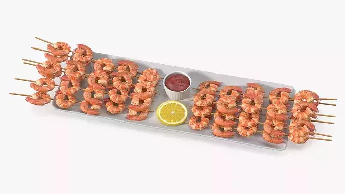 Shrimps on Plate 3D model 2