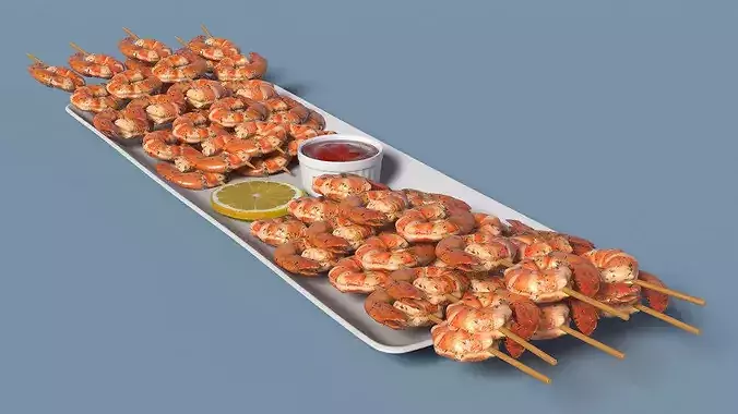 Shrimps on Plate 3D model 7