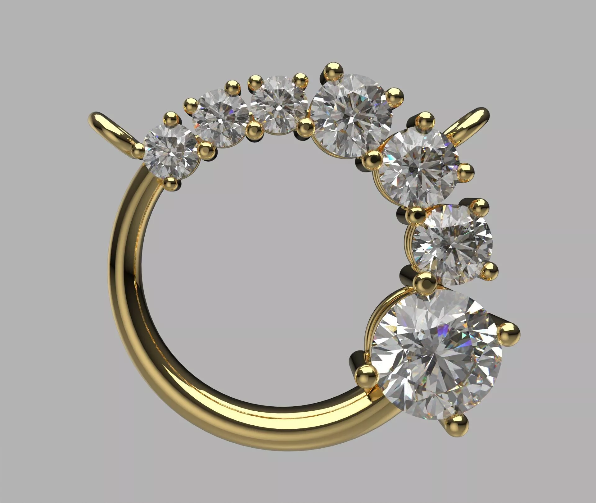 Dije circular de 7 diamantes - circular diamond necklace 3D print model