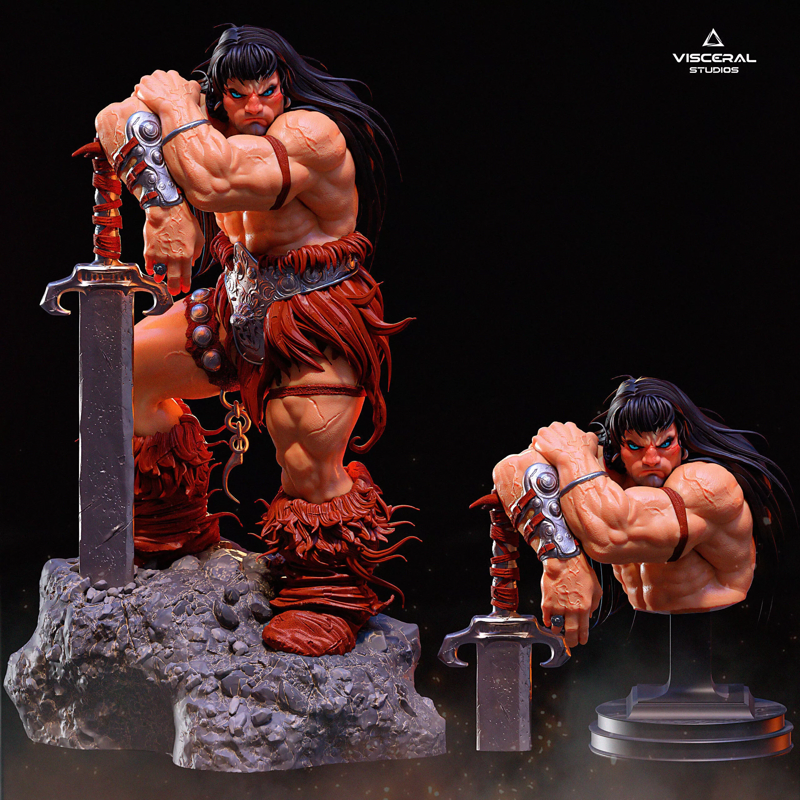 Conan the Barbarian Simon Bisley Inspired Full Pack and Bust 3D print model