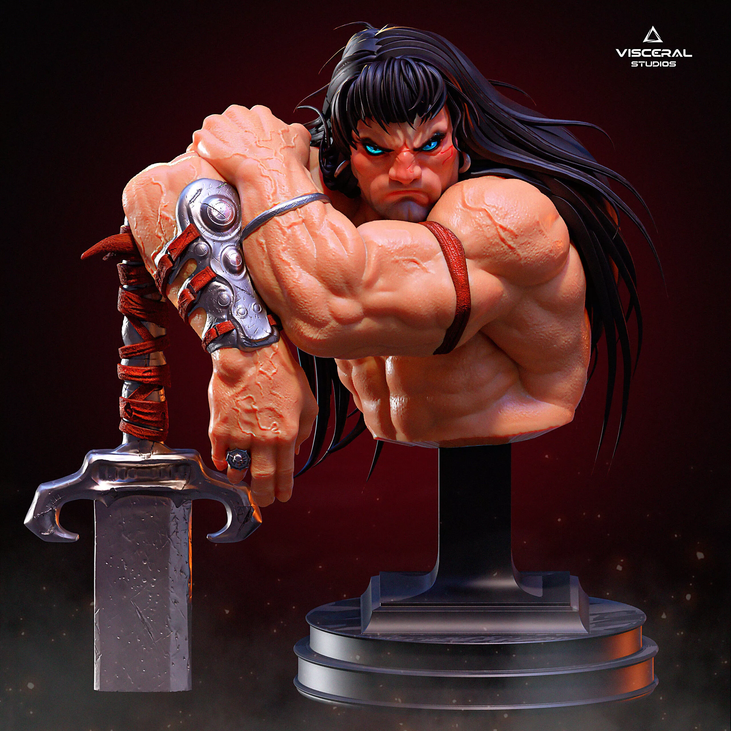 Conan the Barbarian Simon Bisley Inspired Bust STL 3D print model