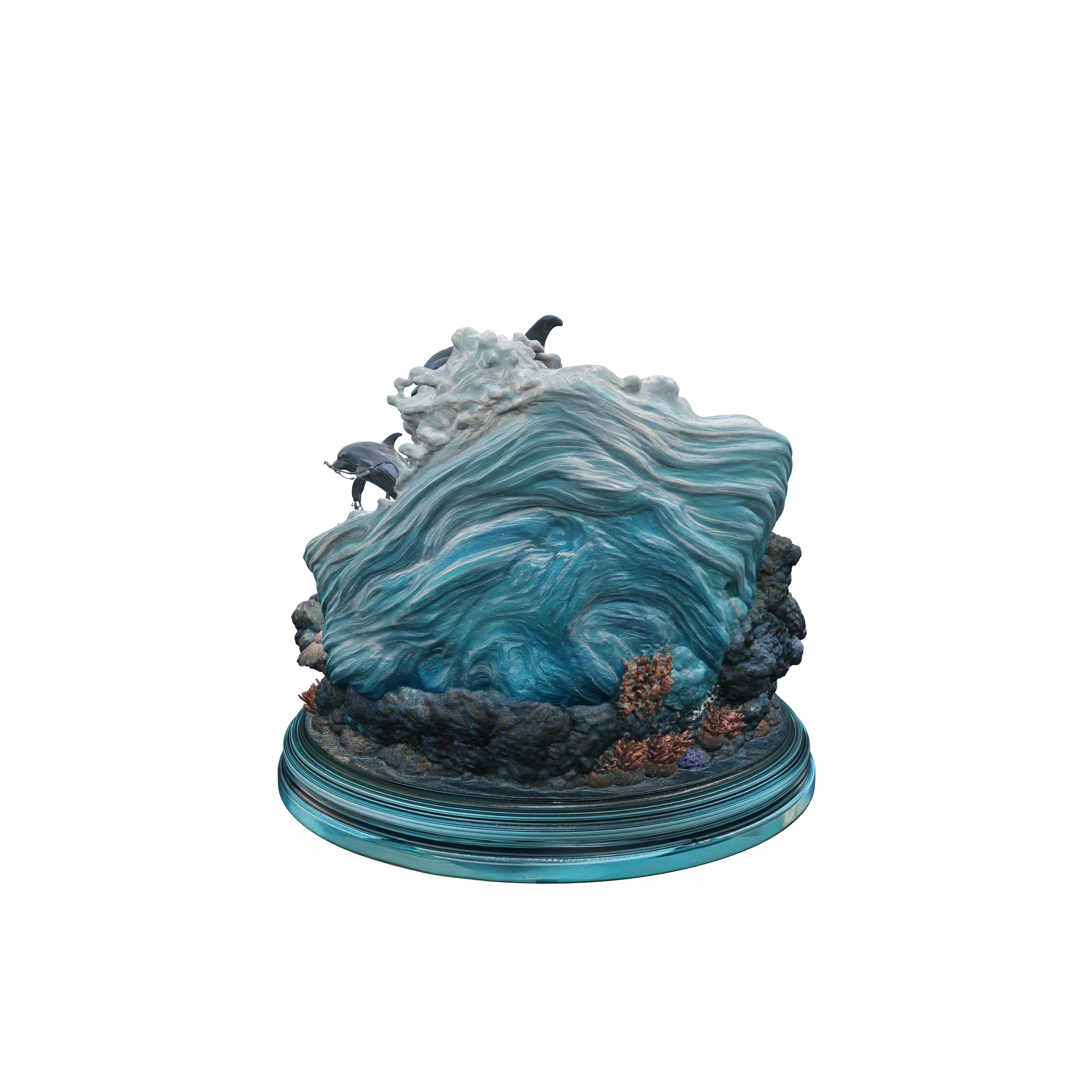 Dolphin Cascade over Coral Reef 3D model