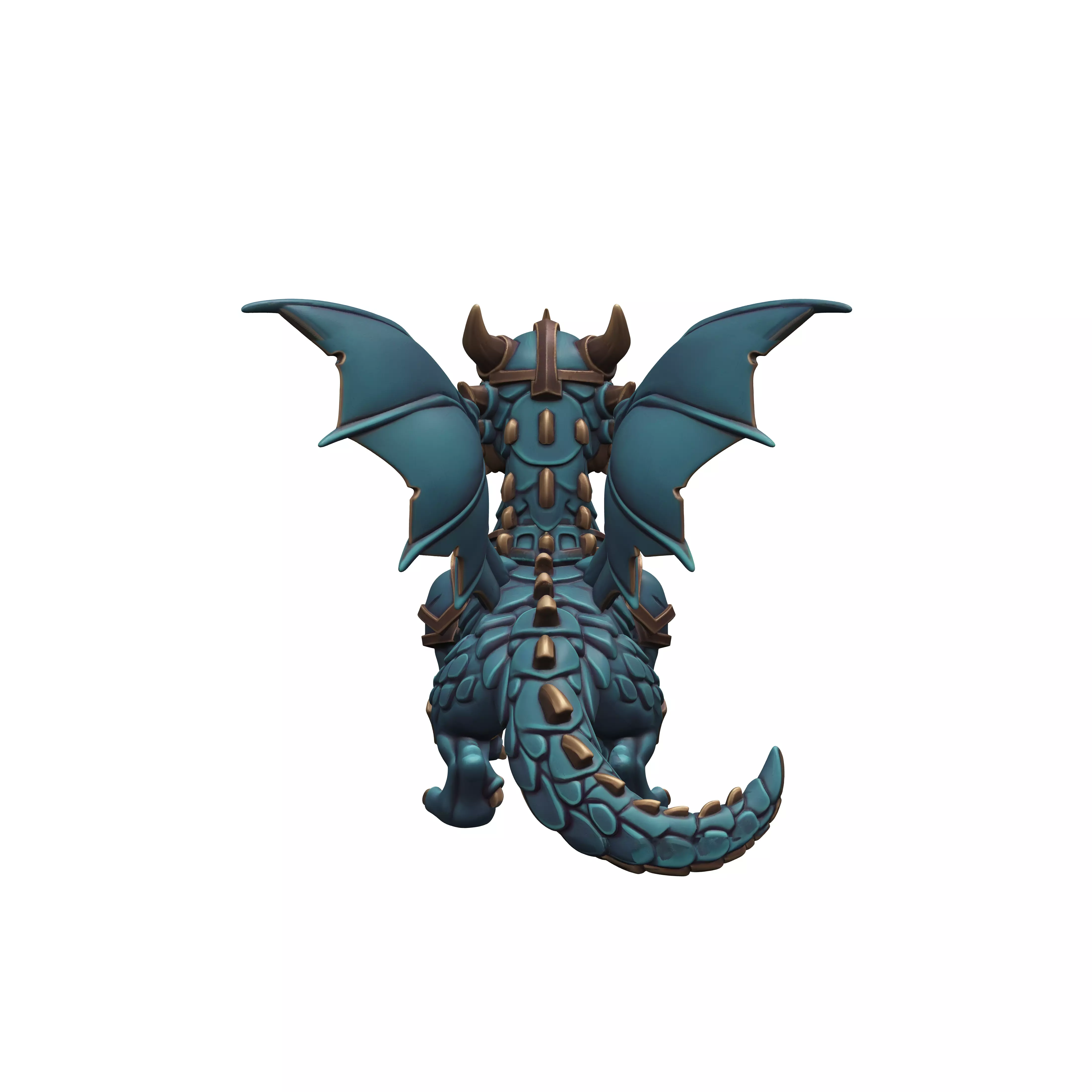 A 3D chibistyle adult dragon with large wings spread wide stan 3D model