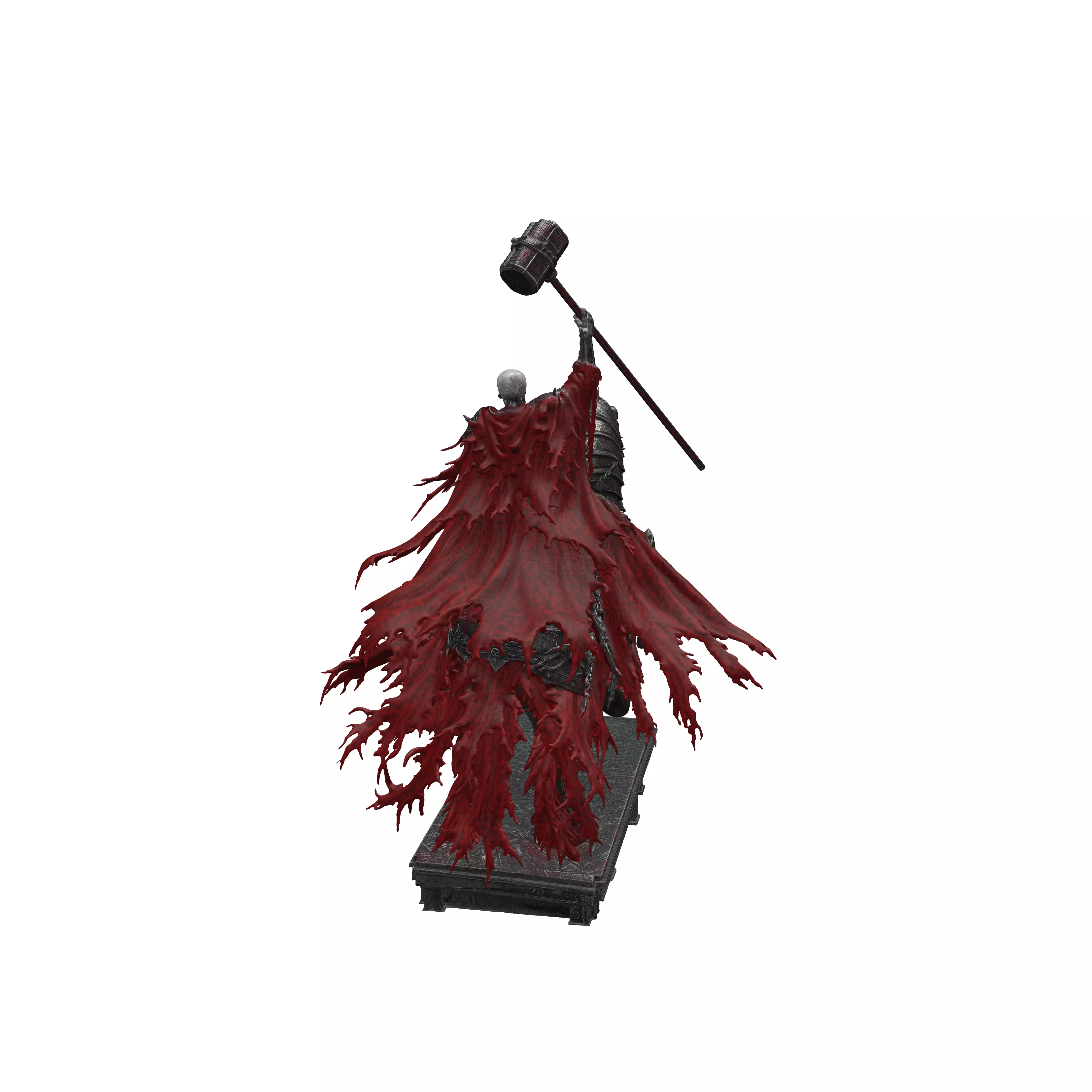 A skeleton warrior in flowing red robes riding a massive heavi 3D model
