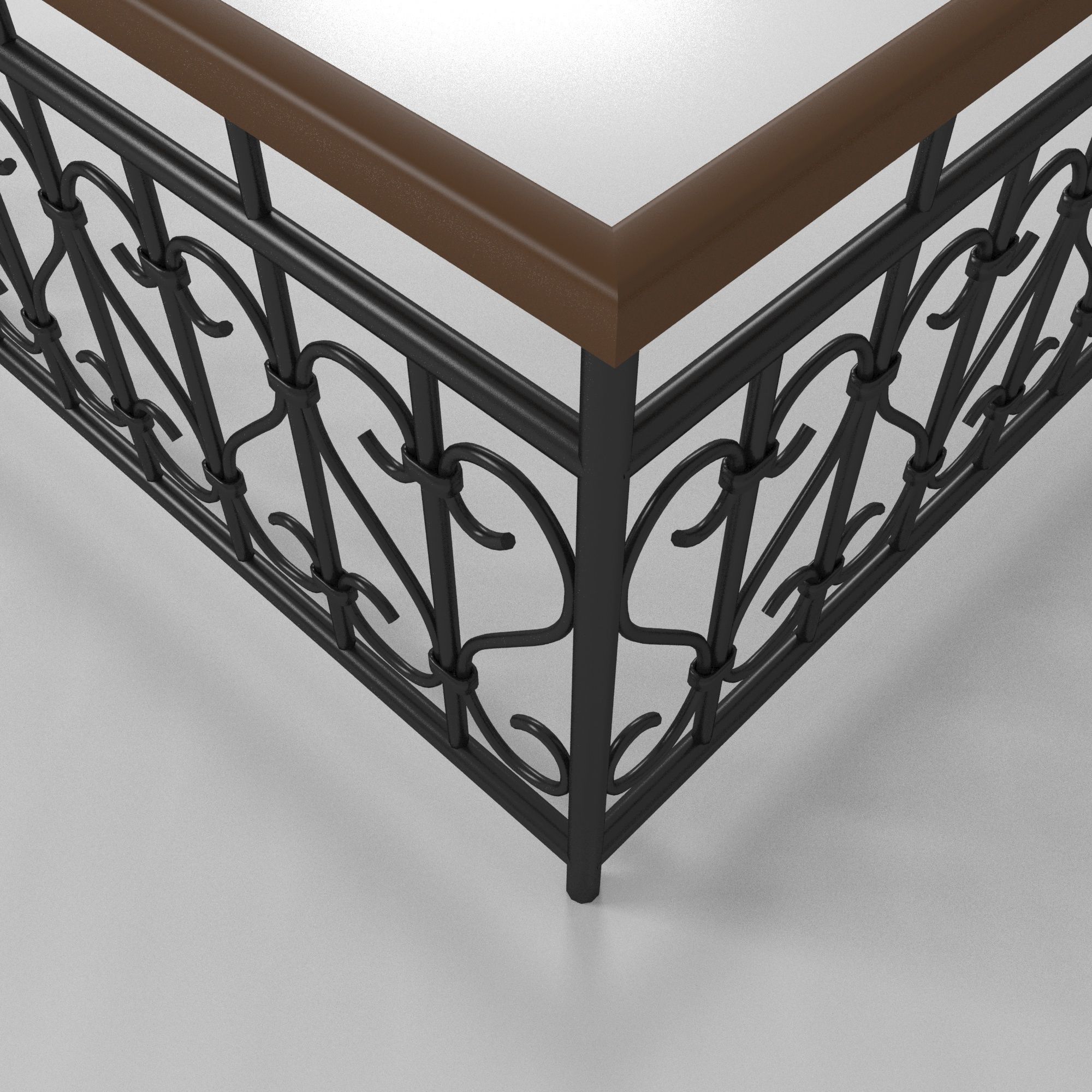 Fence with railings 3D model_4