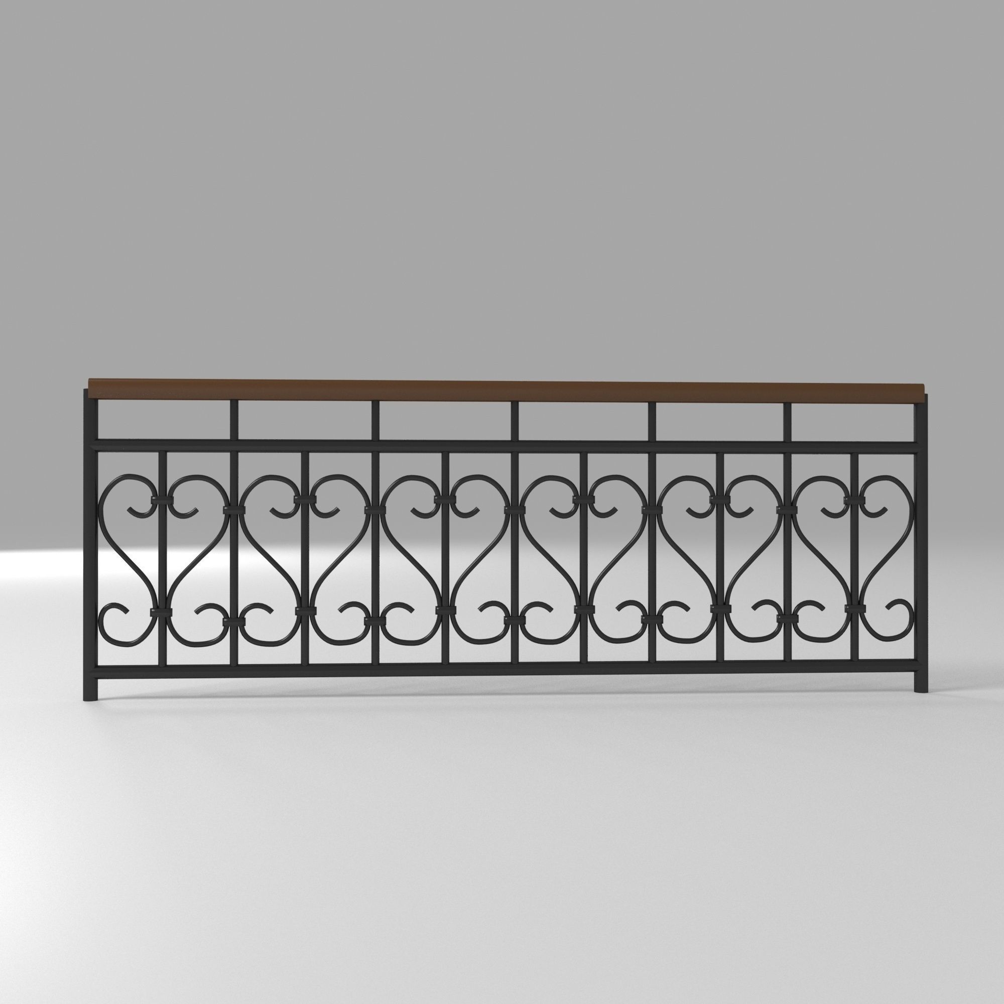 Fence with railings 3D model_5
