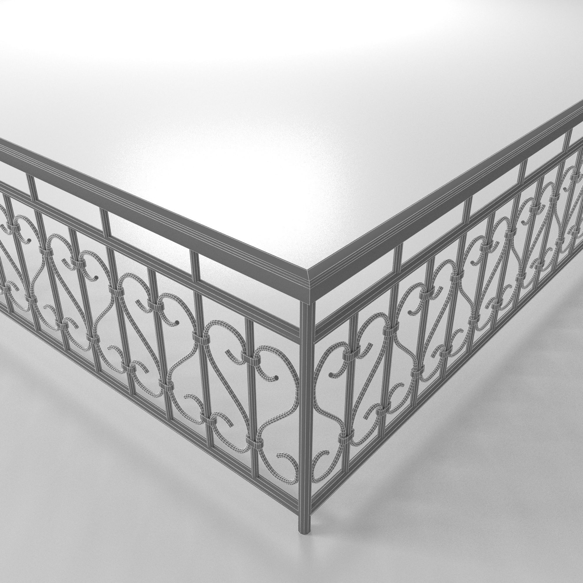 Fence with railings 3D model_11