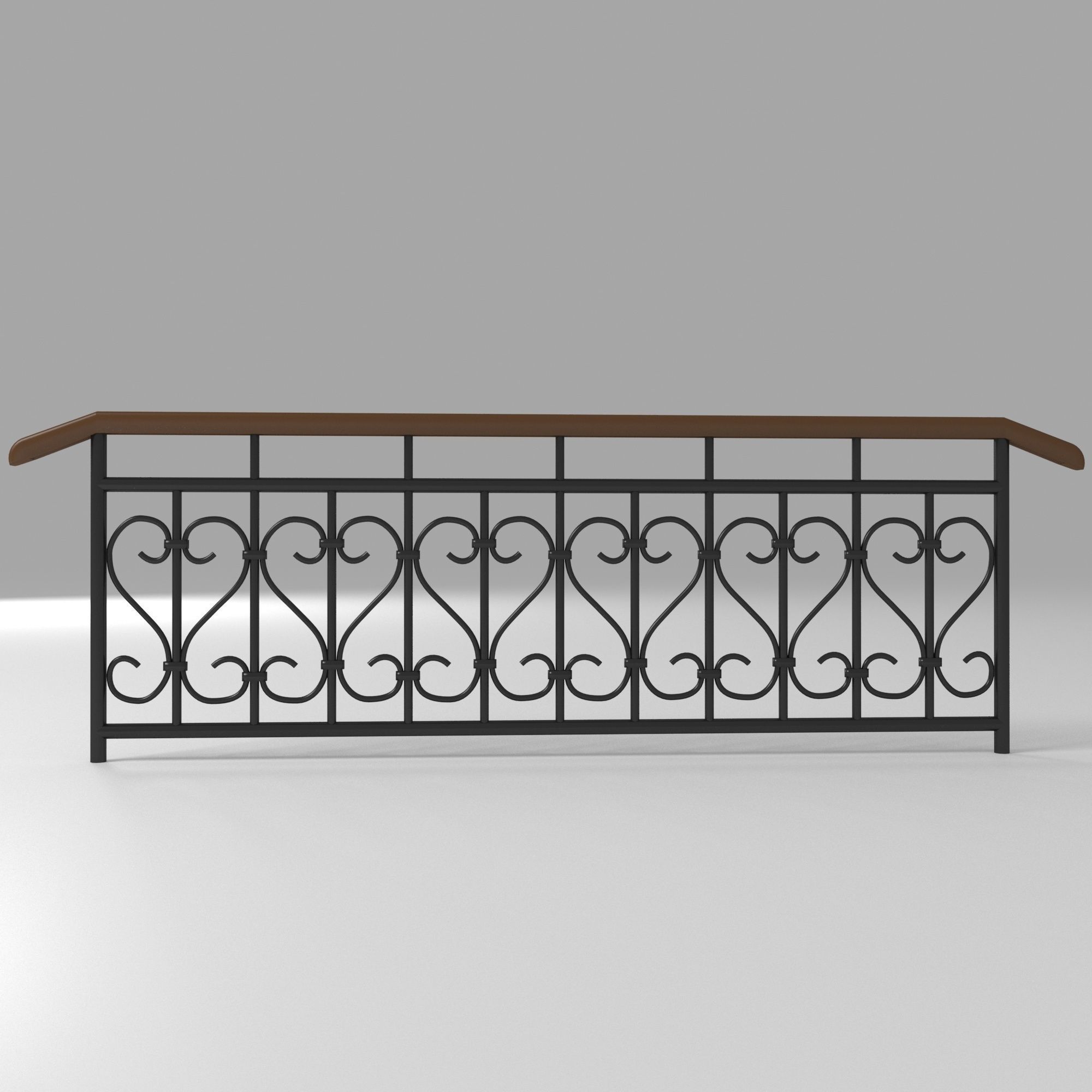 Fence with railings 3D model_6