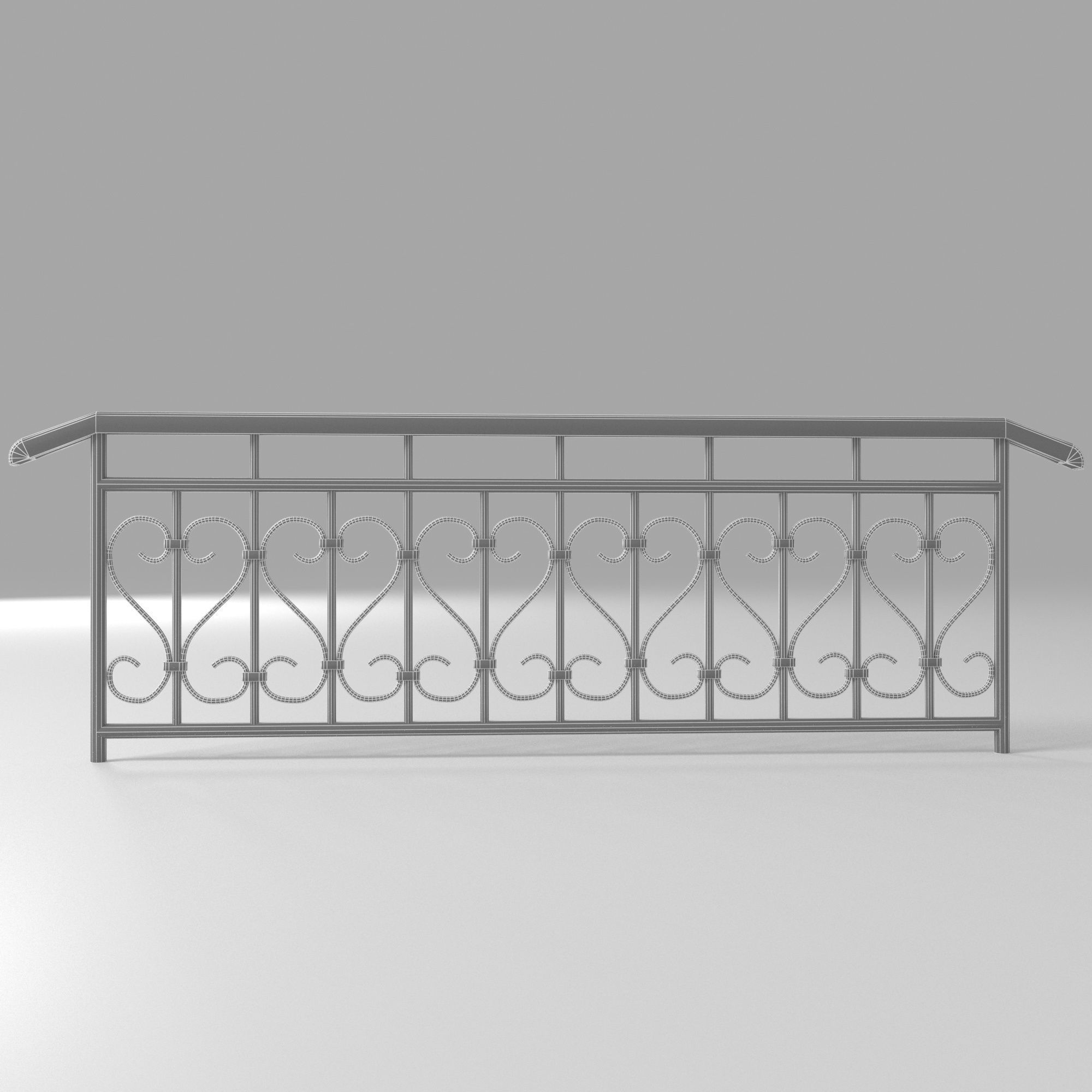 Fence with railings 3D model_7