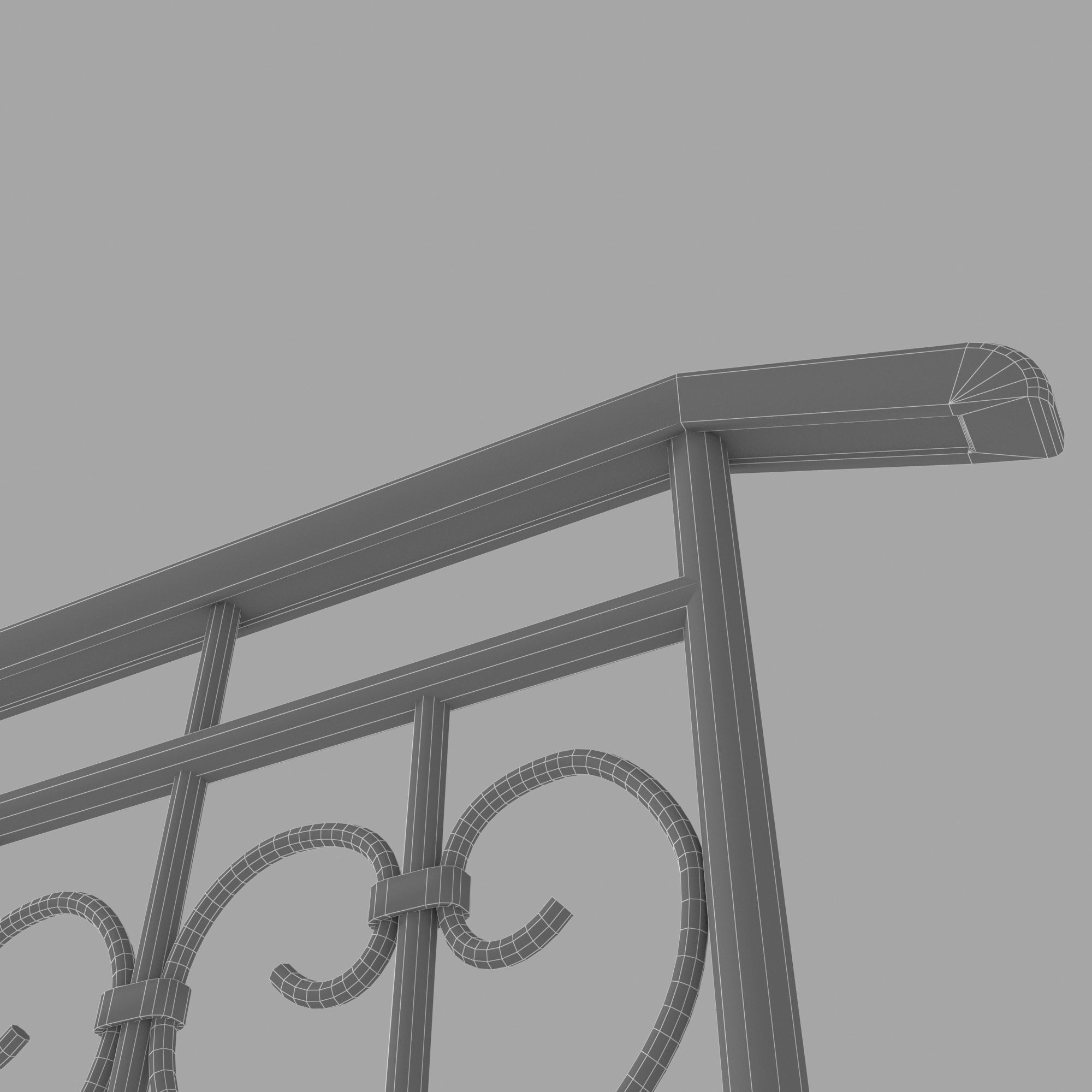 Fence with railings 3D model_8