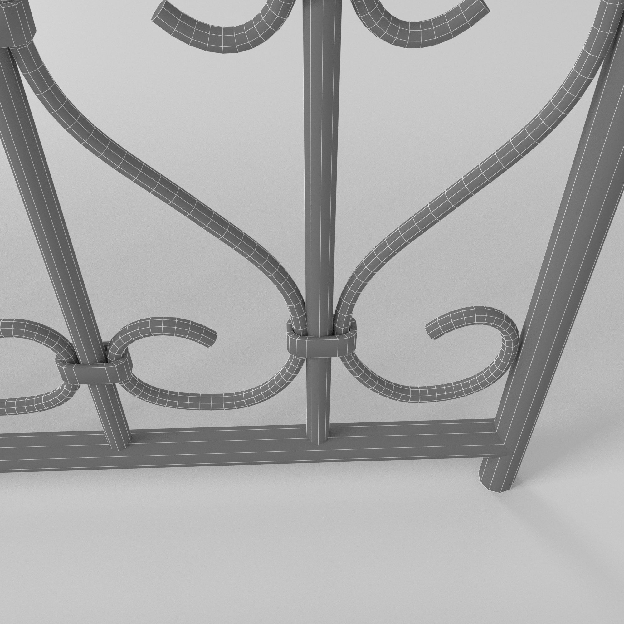 Fence with railings 3D model_10