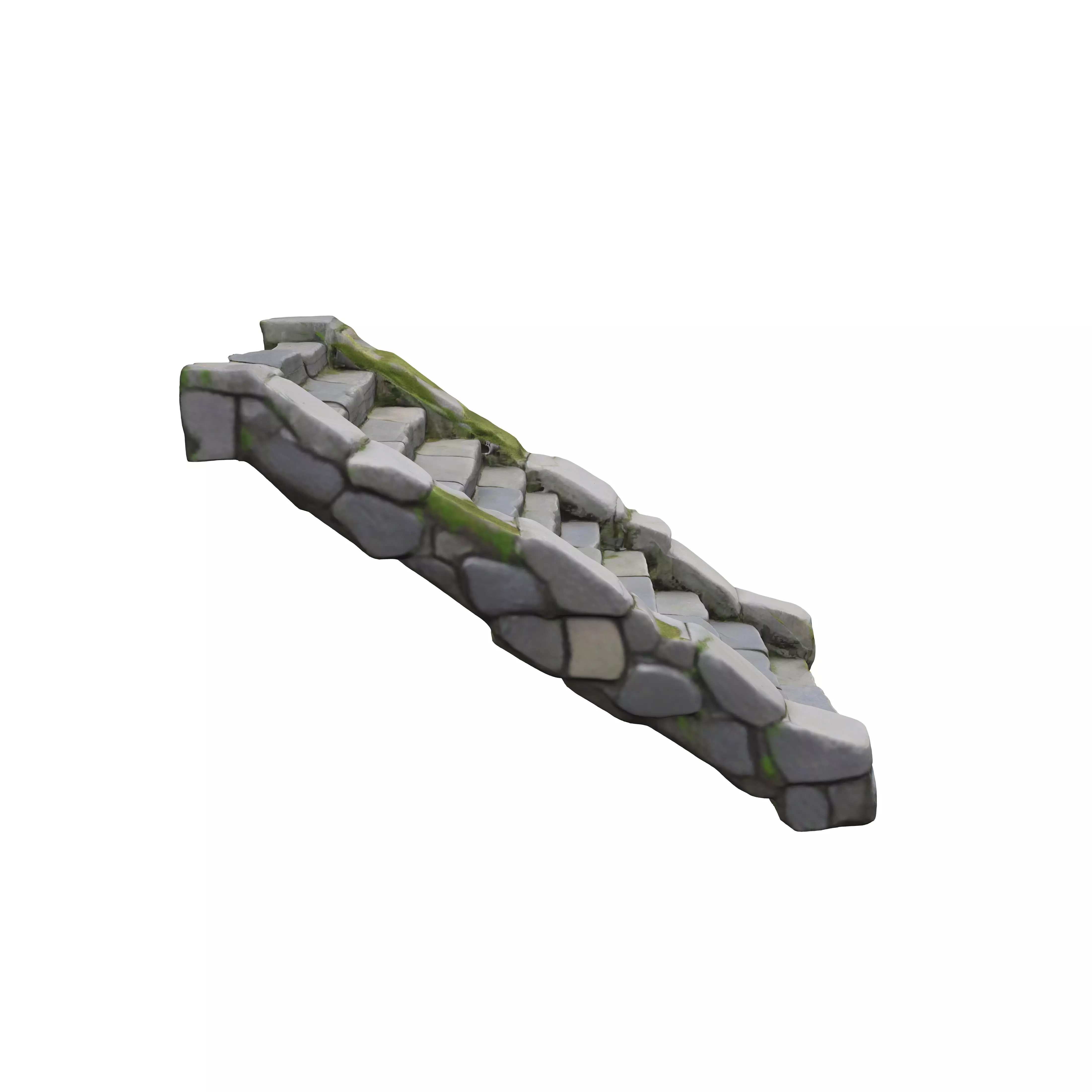 A straight flight of stone stairs made from large rectangular 3D model
