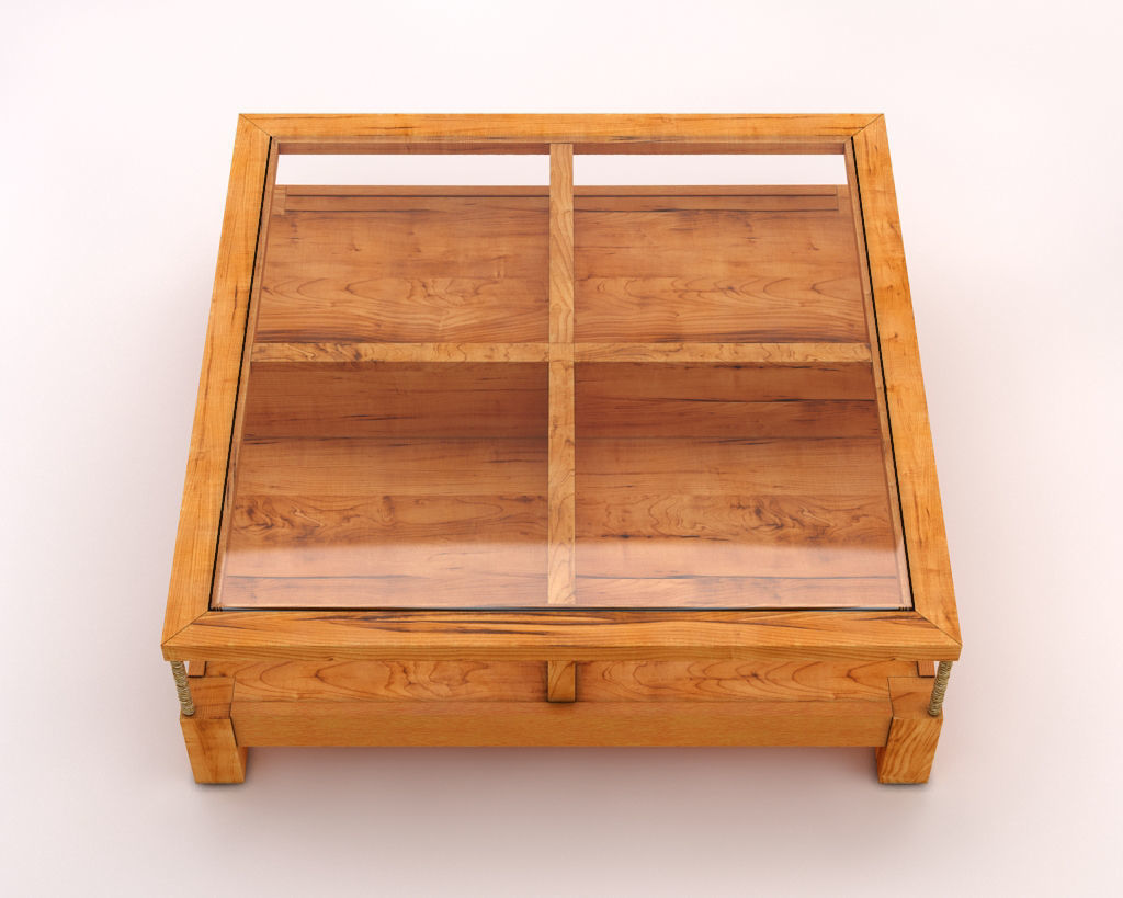 LOUNGE TABLE---Double support in wood and glass 3D model_13