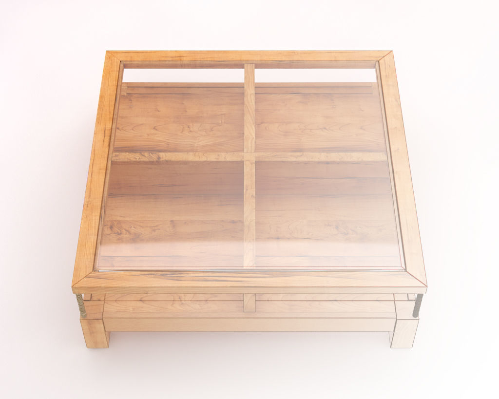 LOUNGE TABLE---Double support in wood and glass 3D model_12