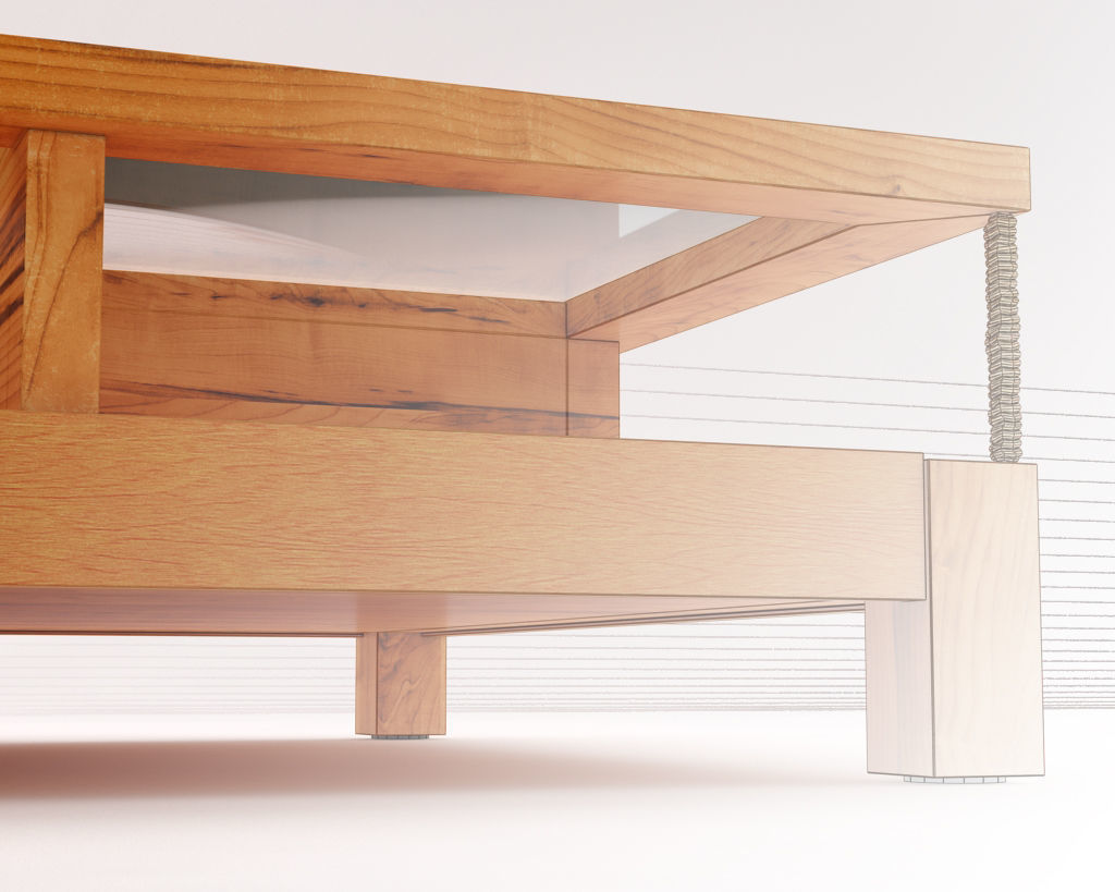 LOUNGE TABLE---Double support in wood and glass 3D model_20