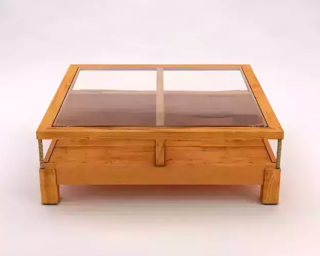 LOUNGE TABLE---Double support in wood and glass 3D model