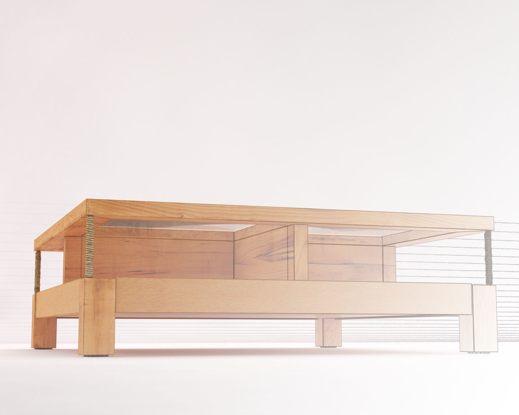 LOUNGE TABLE---Double support in wood and glass 3D model_18