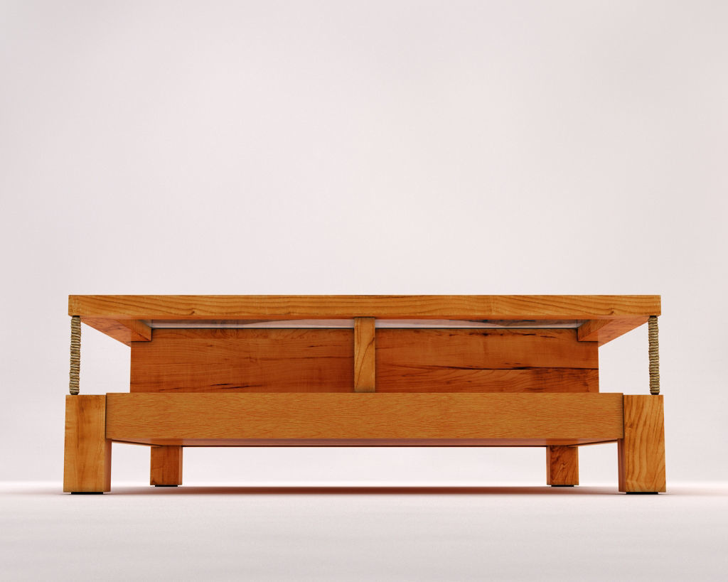 LOUNGE TABLE---Double support in wood and glass 3D model_16