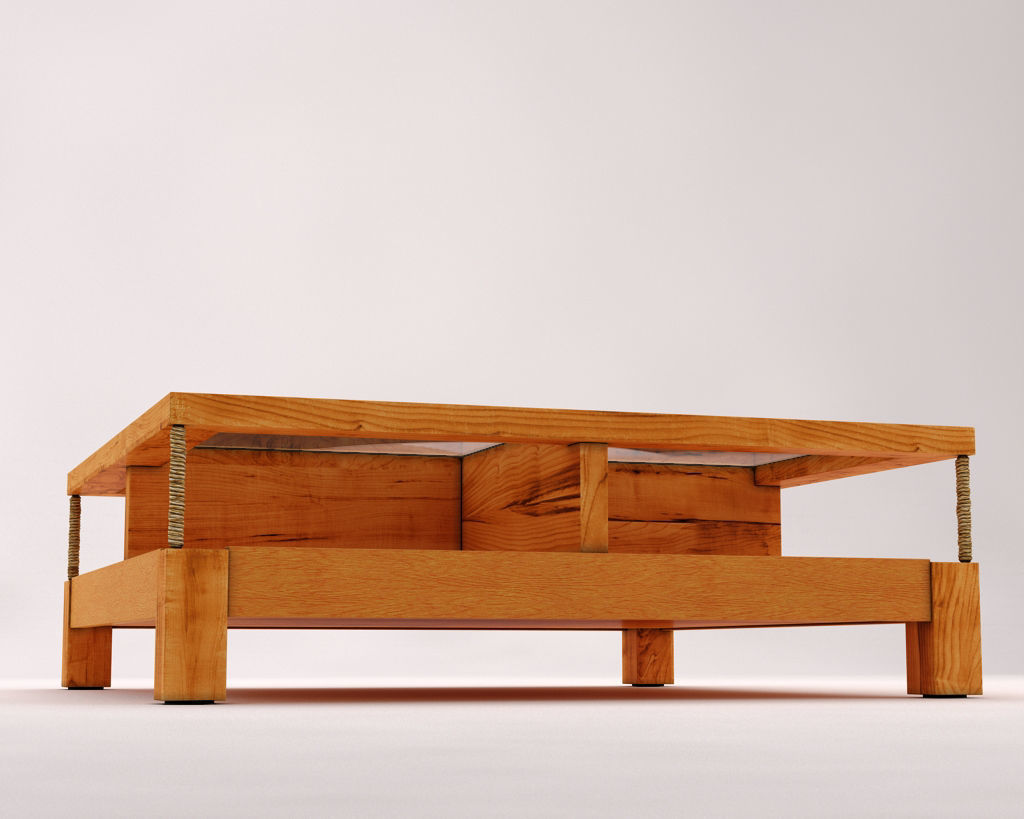 LOUNGE TABLE---Double support in wood and glass 3D model_17