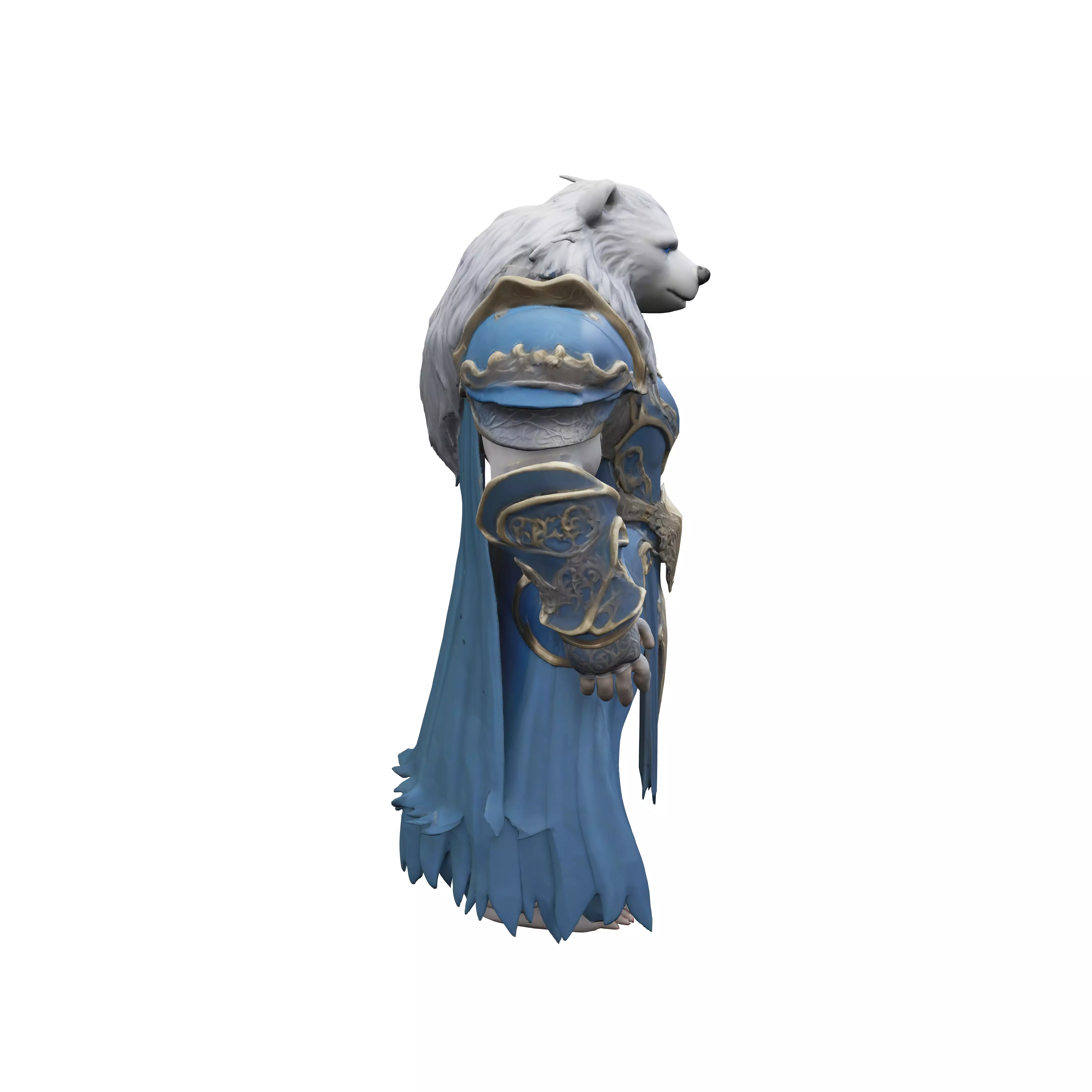 Elven Kings bear Flowing silver Hair Beautiful fierce face Blu 3D model
