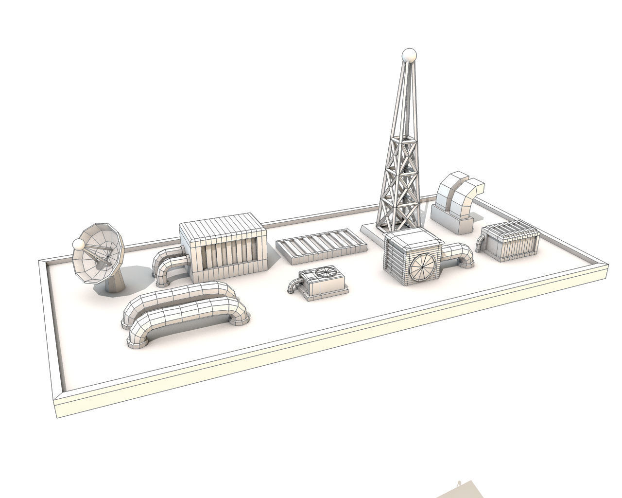 Cartoon Roof Technics Low-poly 3D model_1