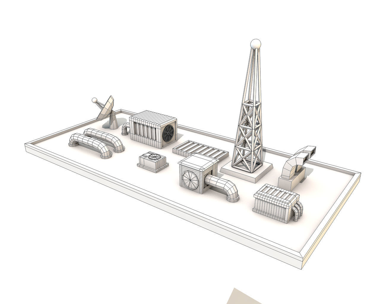 Cartoon Roof Technics Low-poly 3D model_3