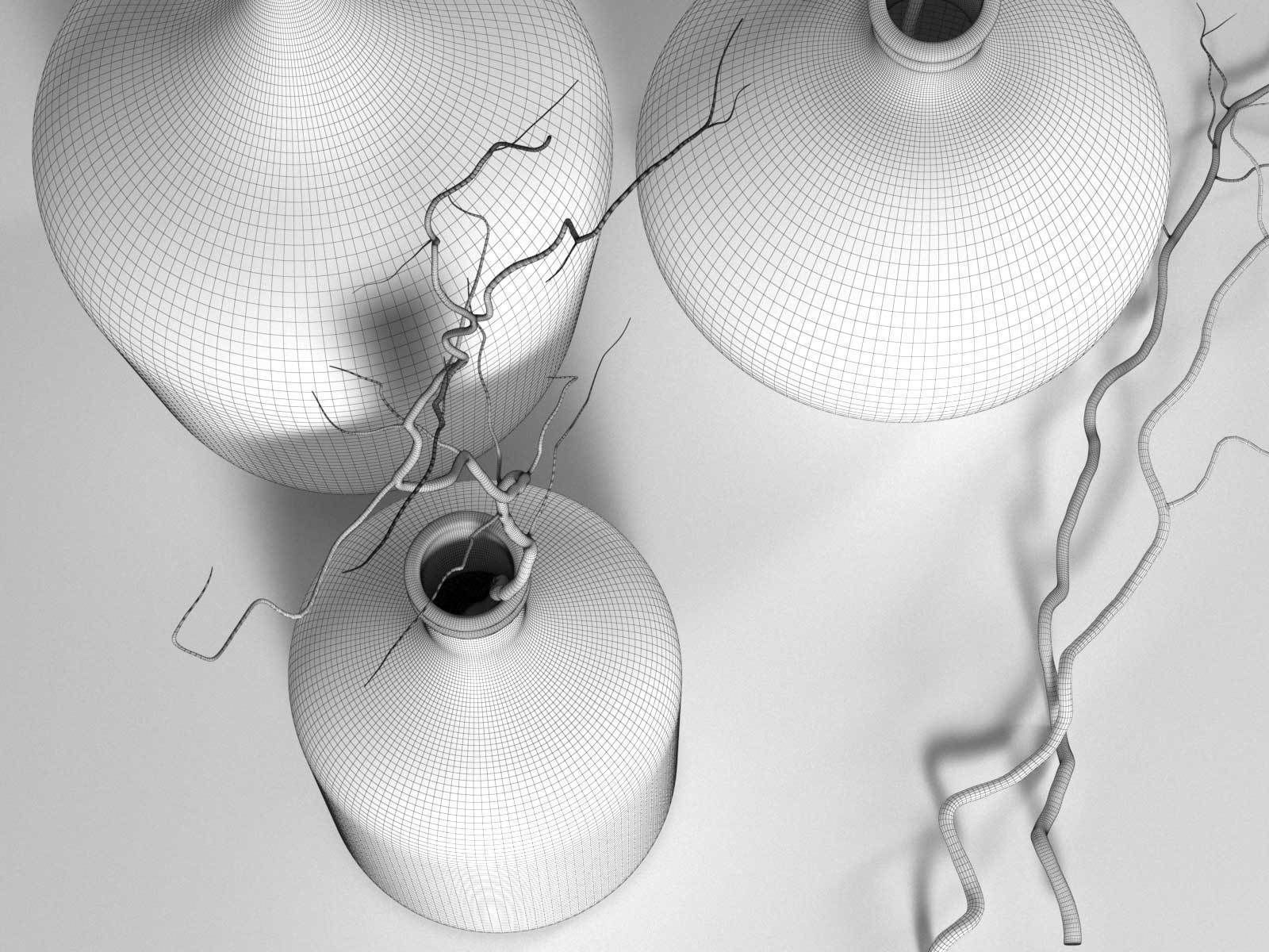 Bottle Vases with Branches 3D model_2