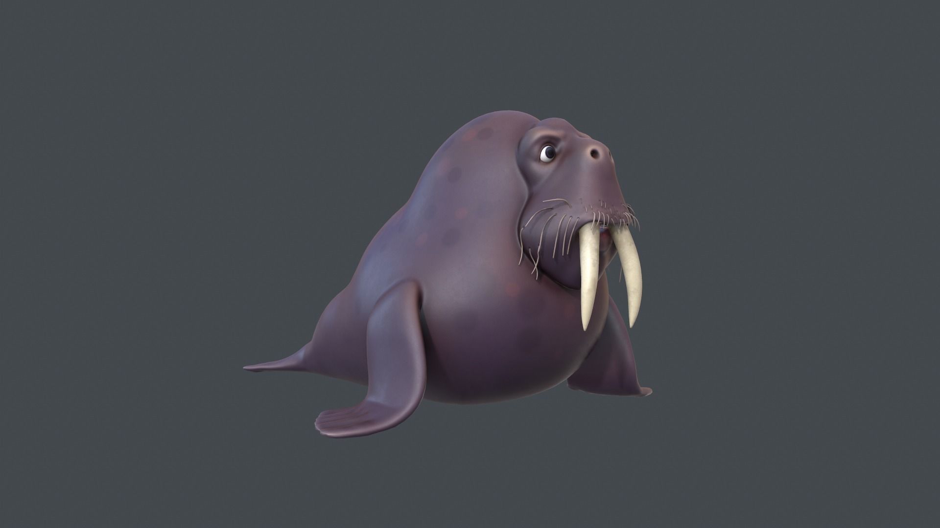 Cartoon Walrus Low-poly 3D model_1