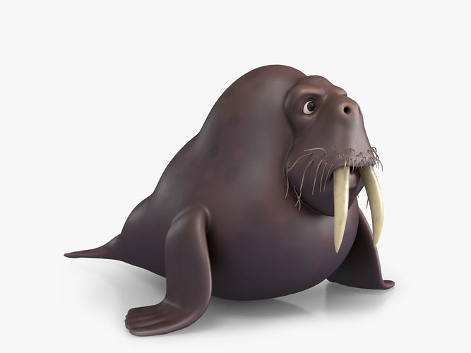 Cartoon Walrus Low-poly 3D model