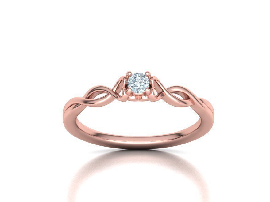 Diamond Heart Engagement ring 3mm Round Gem 3D print model_16