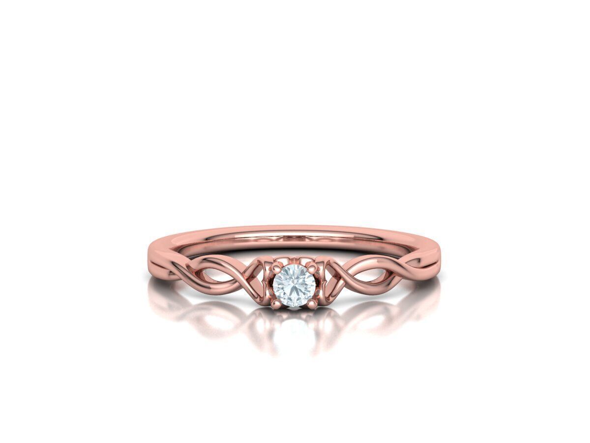 Diamond Heart Engagement ring 3mm Round Gem 3D print model_2