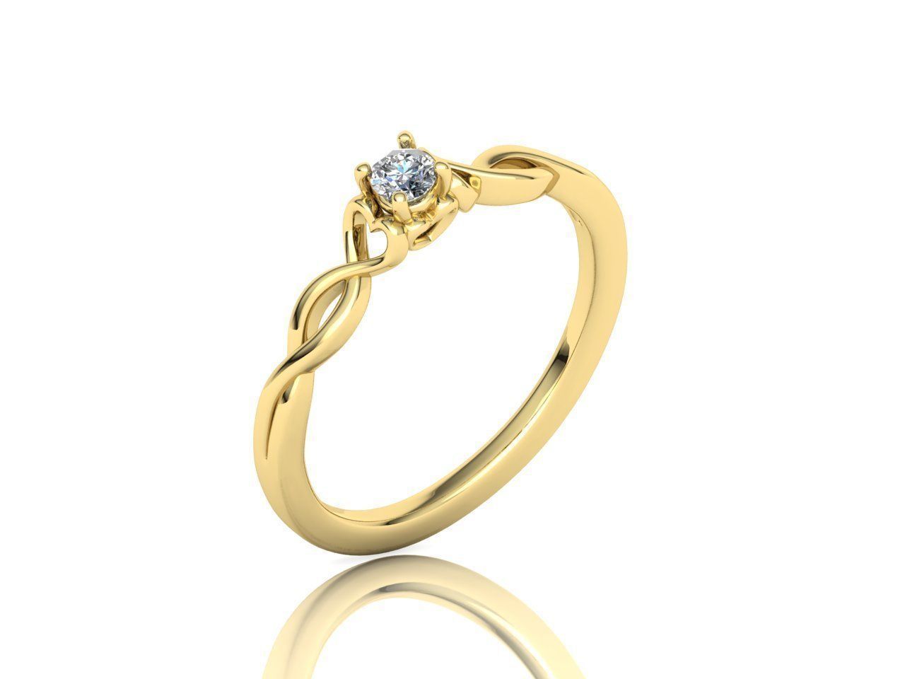 Diamond Heart Engagement ring 3mm Round Gem 3D print model_13