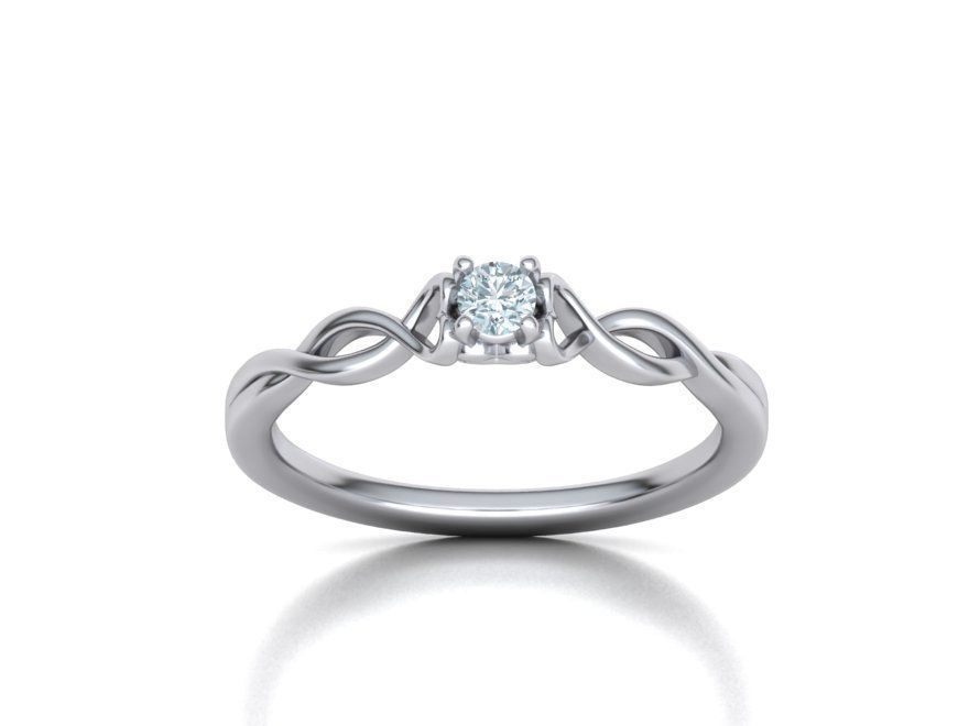 Diamond Heart Engagement ring 3mm Round Gem 3D print model_17