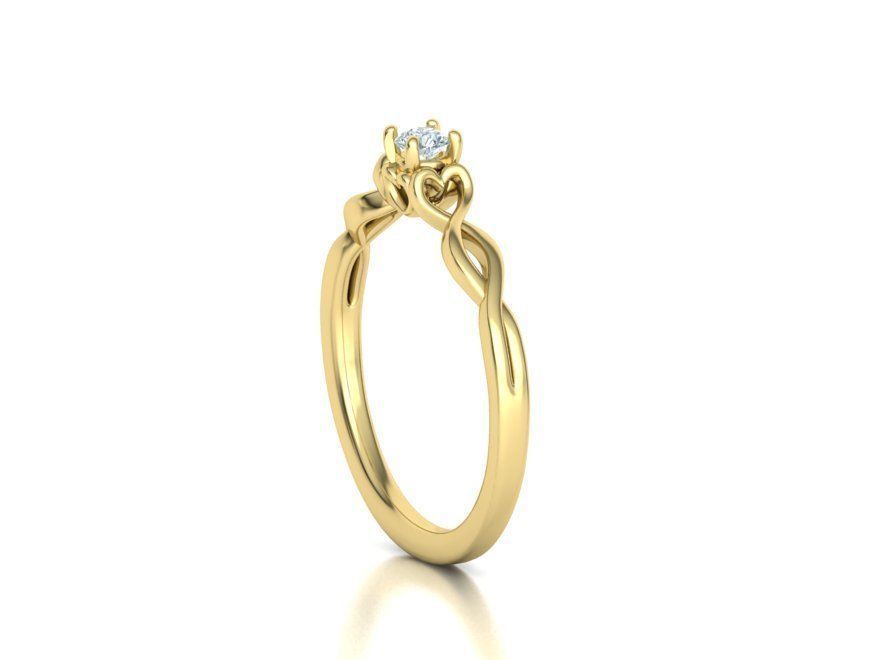 Diamond Heart Engagement ring 3mm Round Gem 3D print model_18