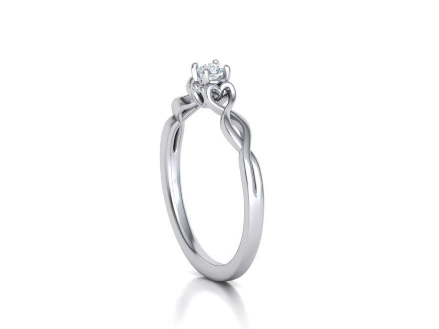 Diamond Heart Engagement ring 3mm Round Gem 3D print model_20