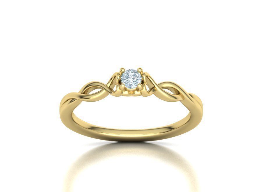 Diamond Heart Engagement ring 3mm Round Gem 3D print model_15