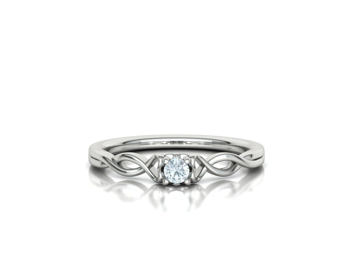 Diamond Heart Engagement ring 3mm Round Gem 3D print model_4