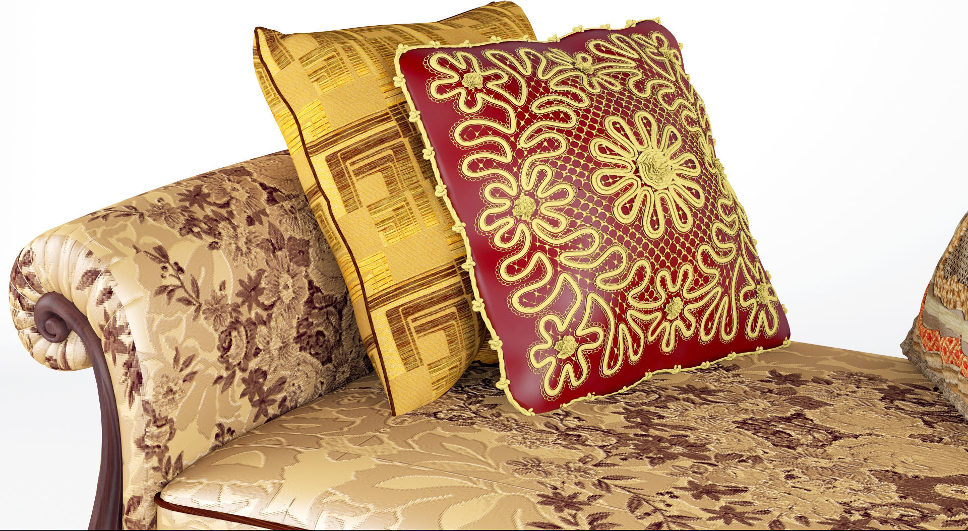 Royal Sofa With Pillows 3D model_3