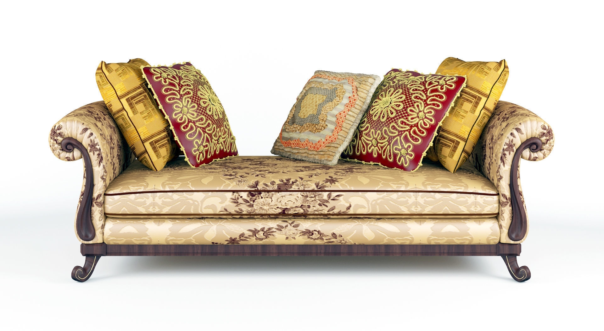 Royal Sofa With Pillows 3D model_1