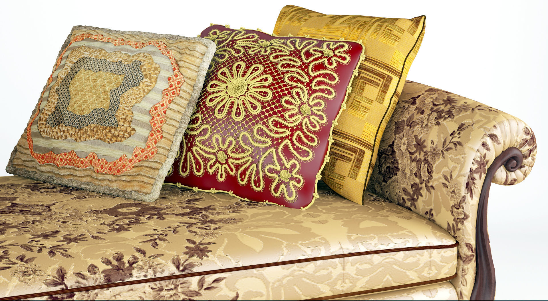 Royal Sofa With Pillows 3D model_2