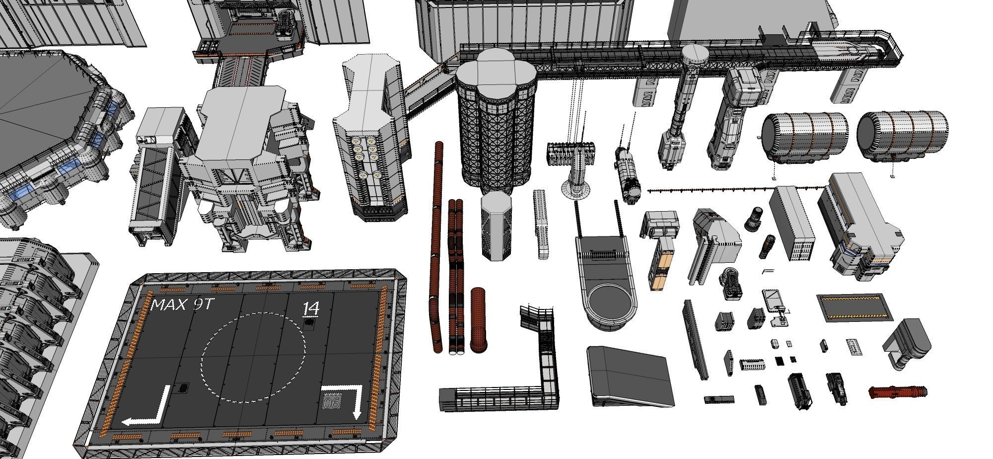 Sci-Fi architecture Elements collection 3 3D model_103