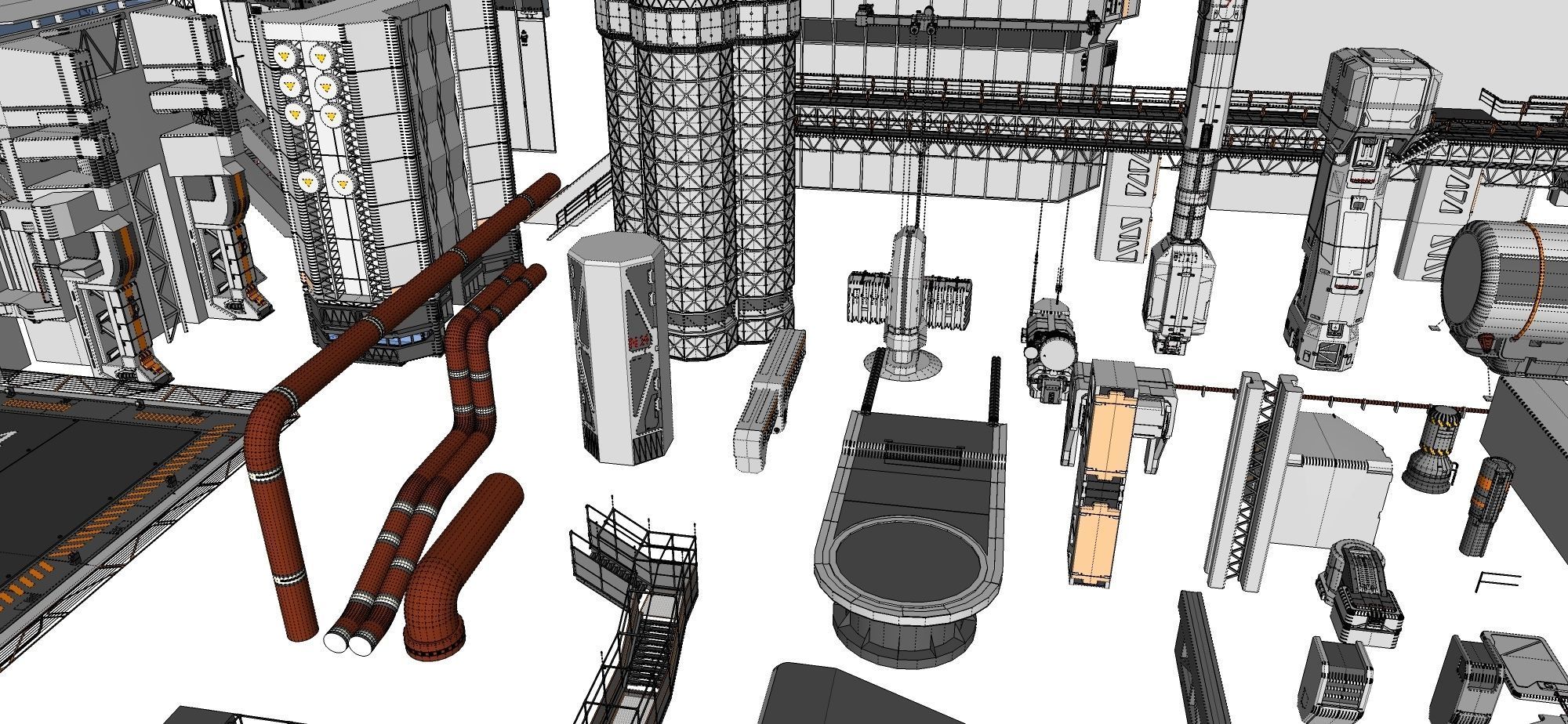 Sci-Fi architecture Elements collection 3 3D model_110