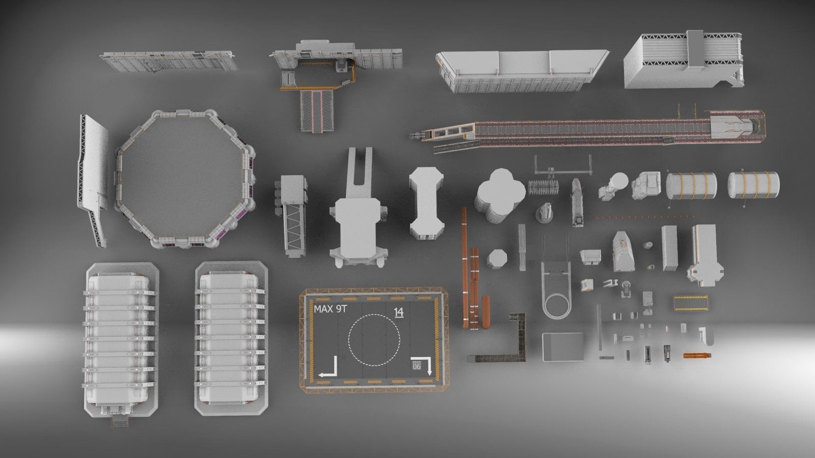 Sci-Fi architecture Elements collection 3 3D model_1