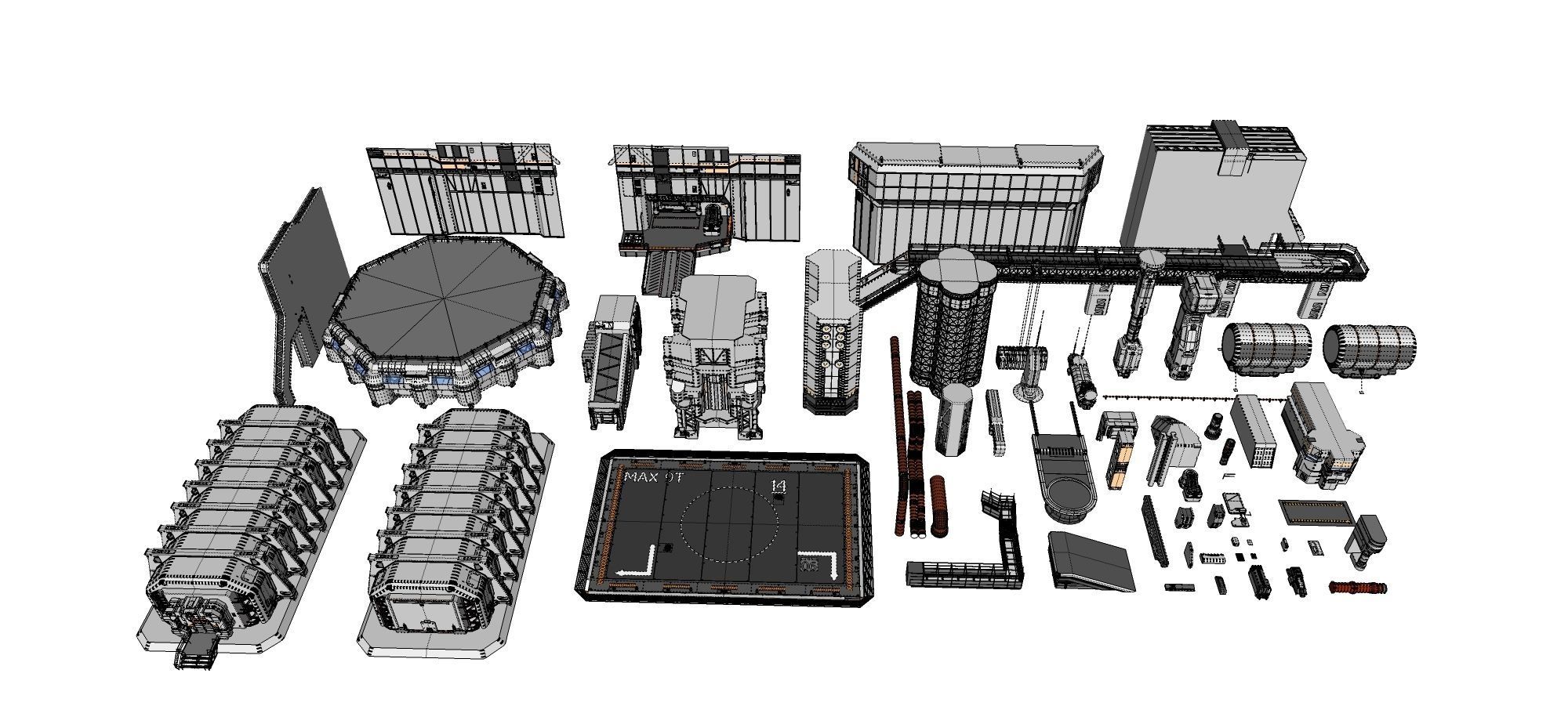 Sci-Fi architecture Elements collection 3 3D model_100