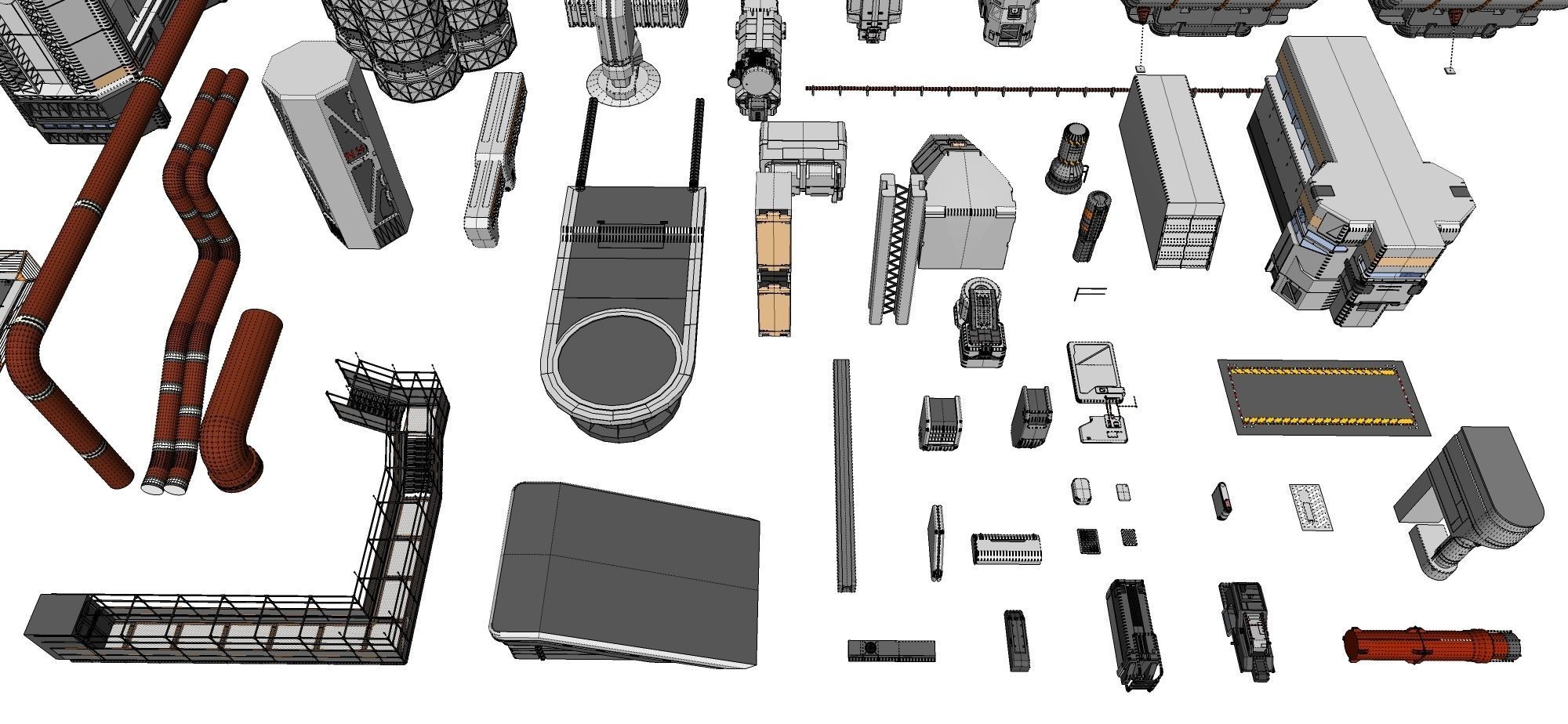 Sci-Fi architecture Elements collection 3 3D model_108