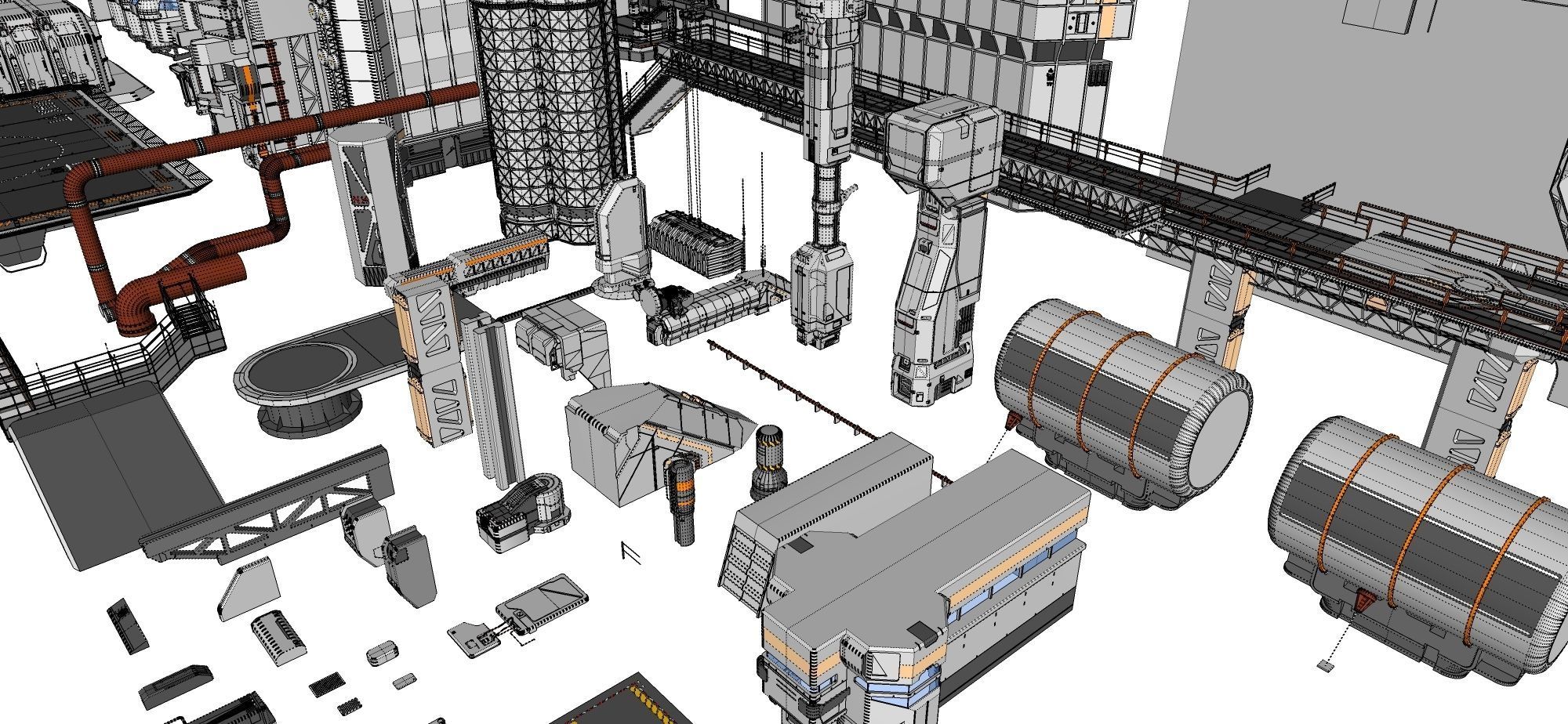 Sci-Fi architecture Elements collection 3 3D model_109