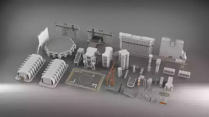 Sci-Fi architecture Elements collection 3 3D model